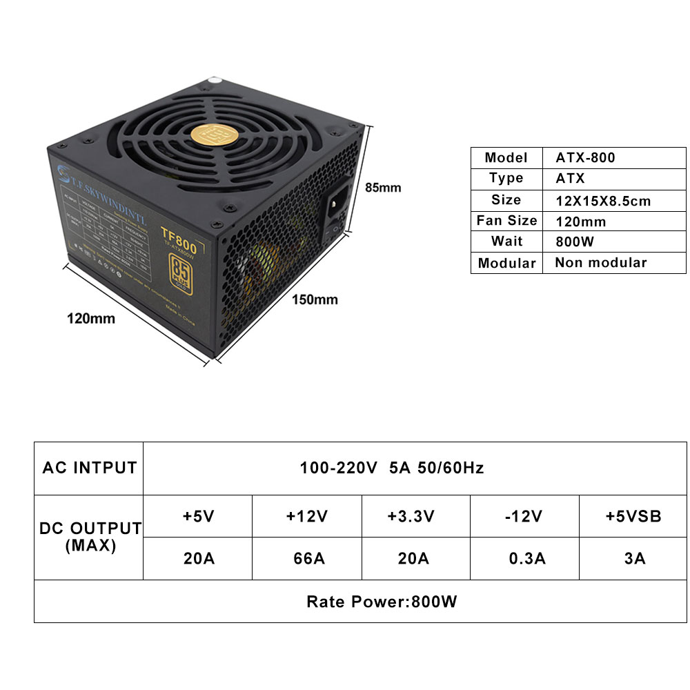 800W ATX Desktop Gaming Power  - Pc Gaming Ff recension och pris